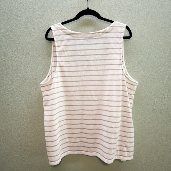 Torrid Ivory + Taupe Stripe Faux Button V Neck Tank - 4X - Picture 8 of 10